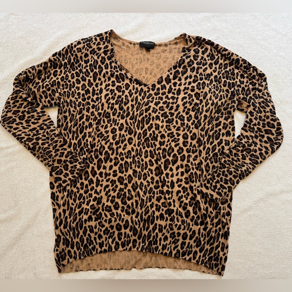 Lane Bryant Leopard Print V-Neck Sweater